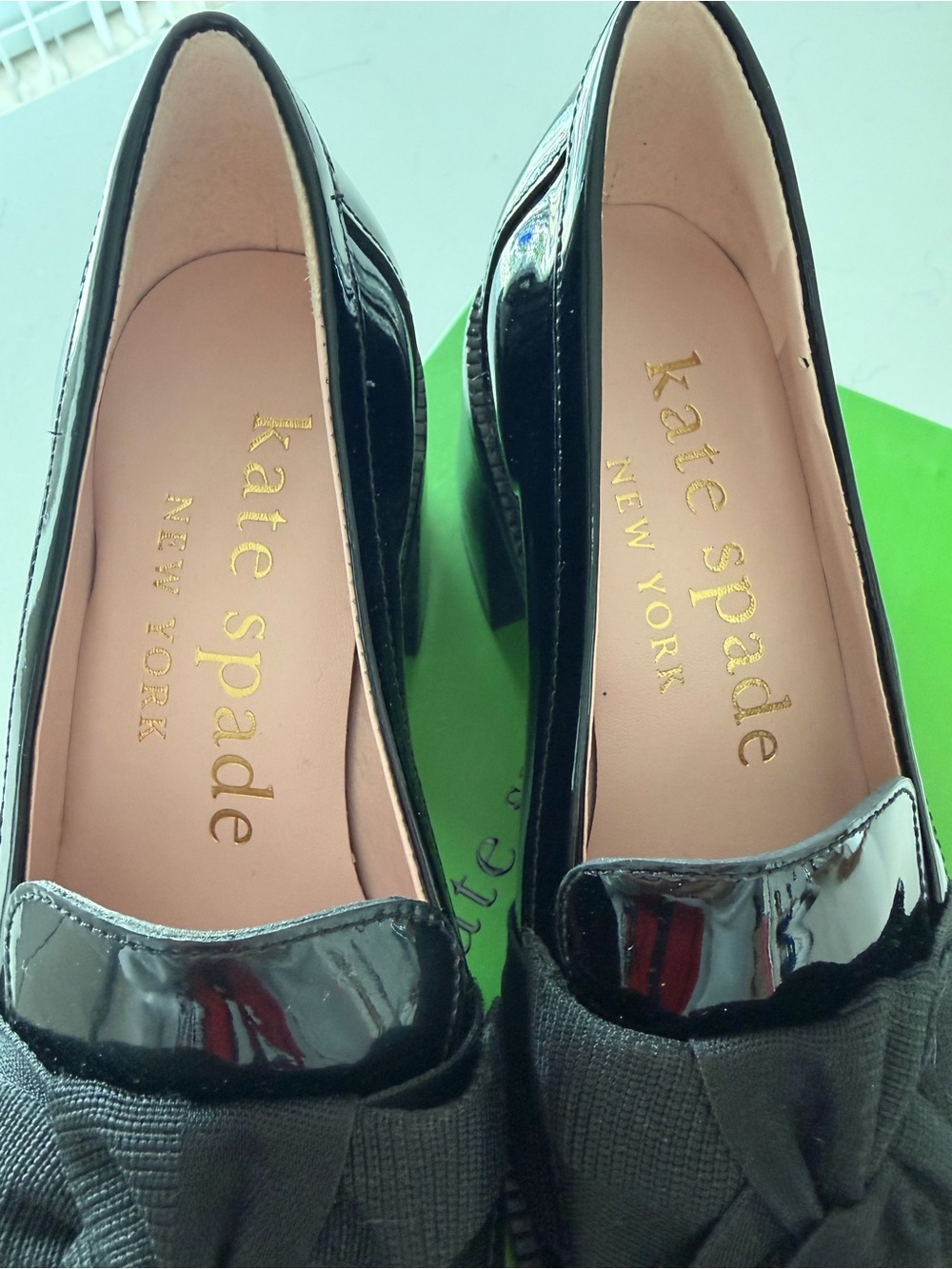 kate spade Black Patent Loafers with Bow Accent - Picture 2 of 10